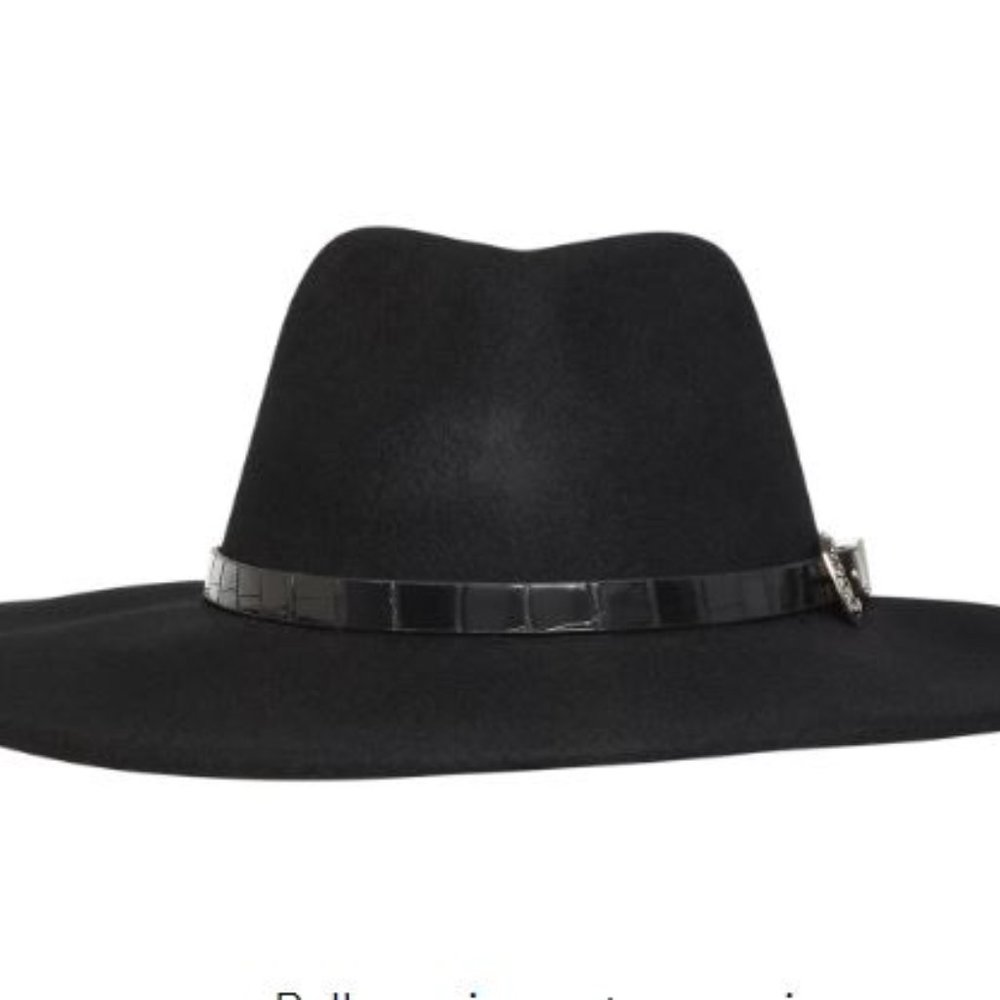 Madden NYC Women's Felt Fedora with Western Belt Trim, Black